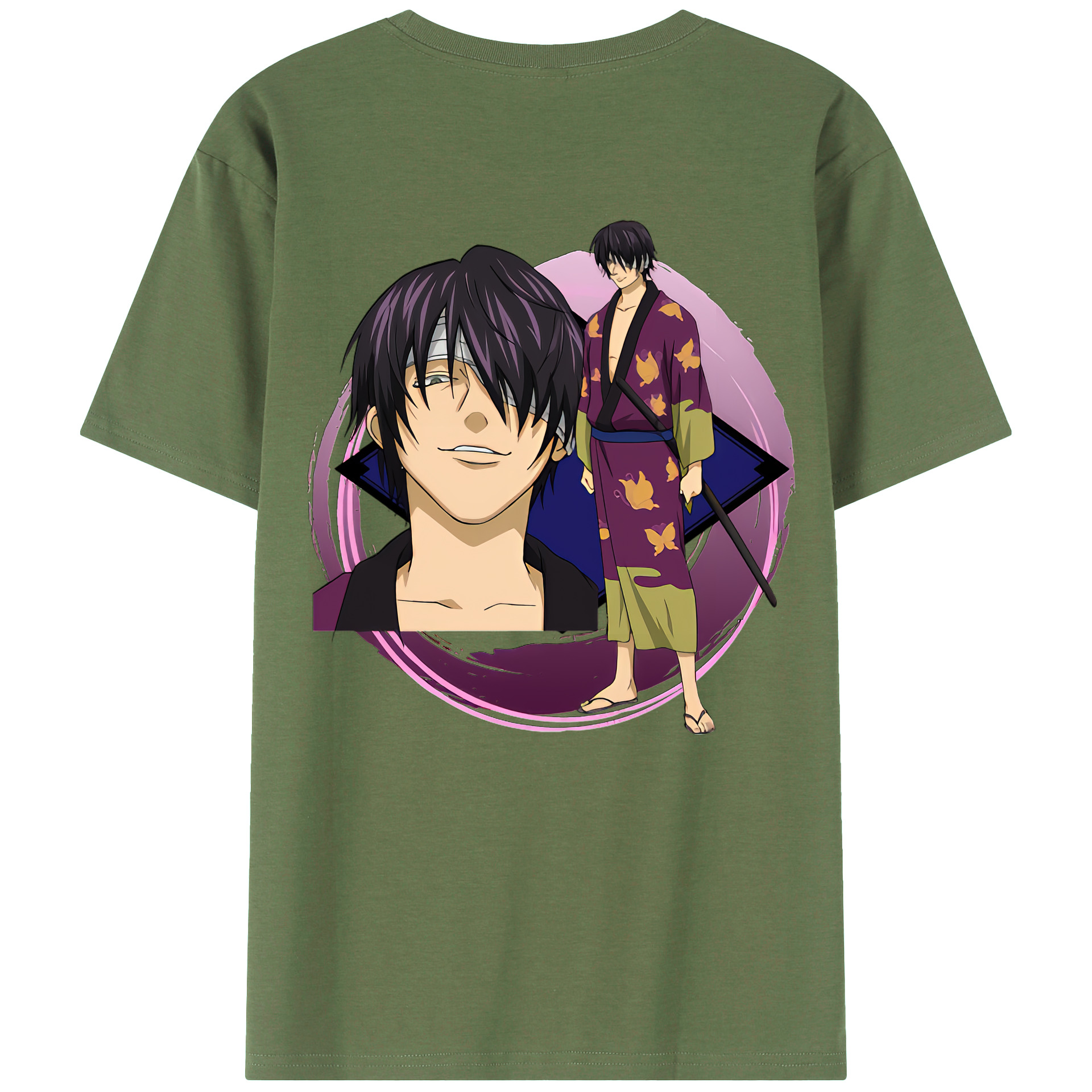 （画像用） ぎんたま 坂田銀時（さかたぎんとき） 神楽 志村新八（しむら しんぱち） GINTAMA Sakata Gintoki Kagura Shimura Shinpachi 綿100％ メンズ半袖Tシャツ（バックプリント） 通気性